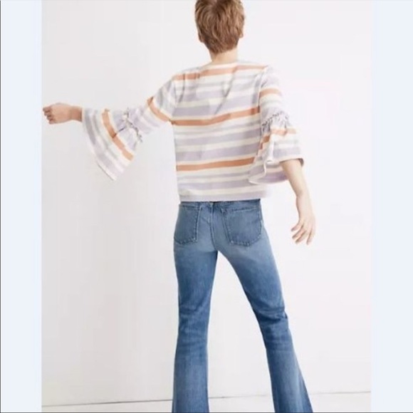 Madewell Ruffle-Sleeve Top in Fairhaven Stripe - Picture 3 of 10
